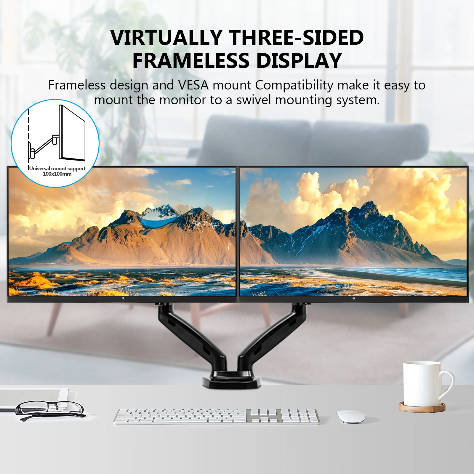 24 inch Monitor, Z-Edge Computer Monitor, Full HD 1920 x 1080p IPS Display 100Hz PC Monitor with HDMI, VGA, Frameless, Anti-Glare Screen - Image 5