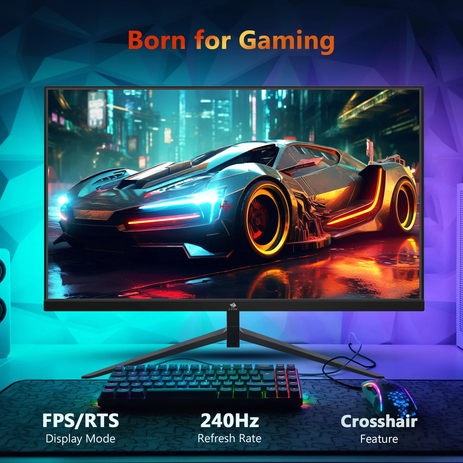 Z-EDGE 24.5 Inch 240Hz Gaming Monitor 1ms Full HD LED Monitor, DP HDMI Port - Image 3