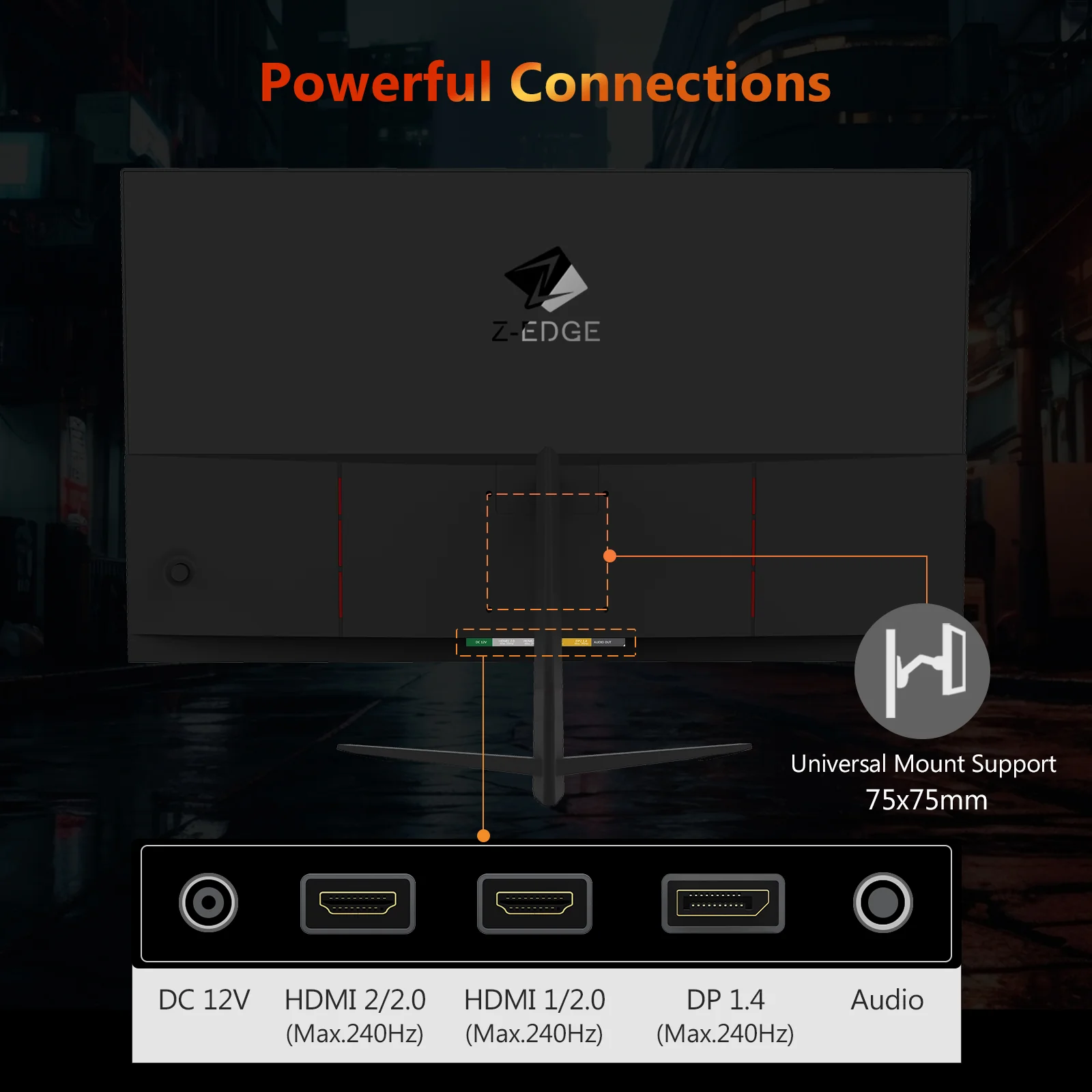 Z-EDGE 24.5 Inch 240Hz Gaming Monitor 1ms Full HD LED Monitor, DP HDMI Port - Image 6