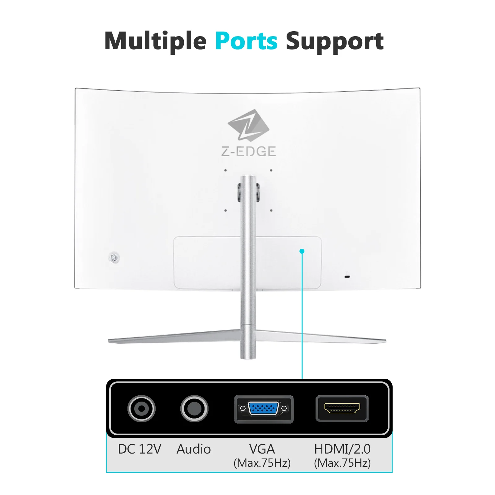 Refurbished: Z-EDGE 27 Inch Curved Monitor FHD 75Hz 5ms Frameless Design, HDMI & VGA Port - Image 8