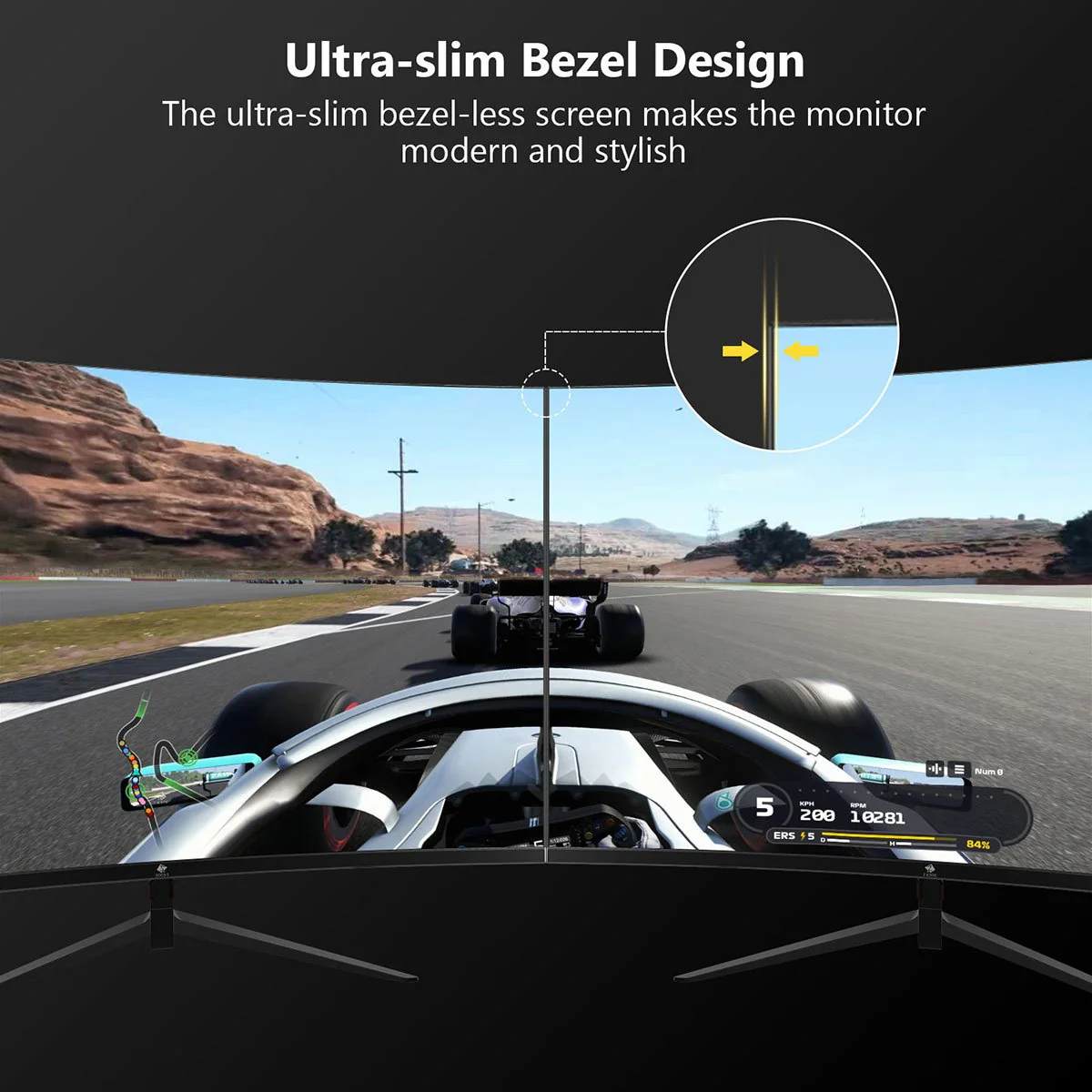 Z-EDGE 24 Inch Curved Gaming Monitor 180Hz 1ms MPRT, 16:9 Full HD LED Monitor, VA Panel, 300cd/m² Brightness, HDMI DP Port - Black - Image 6