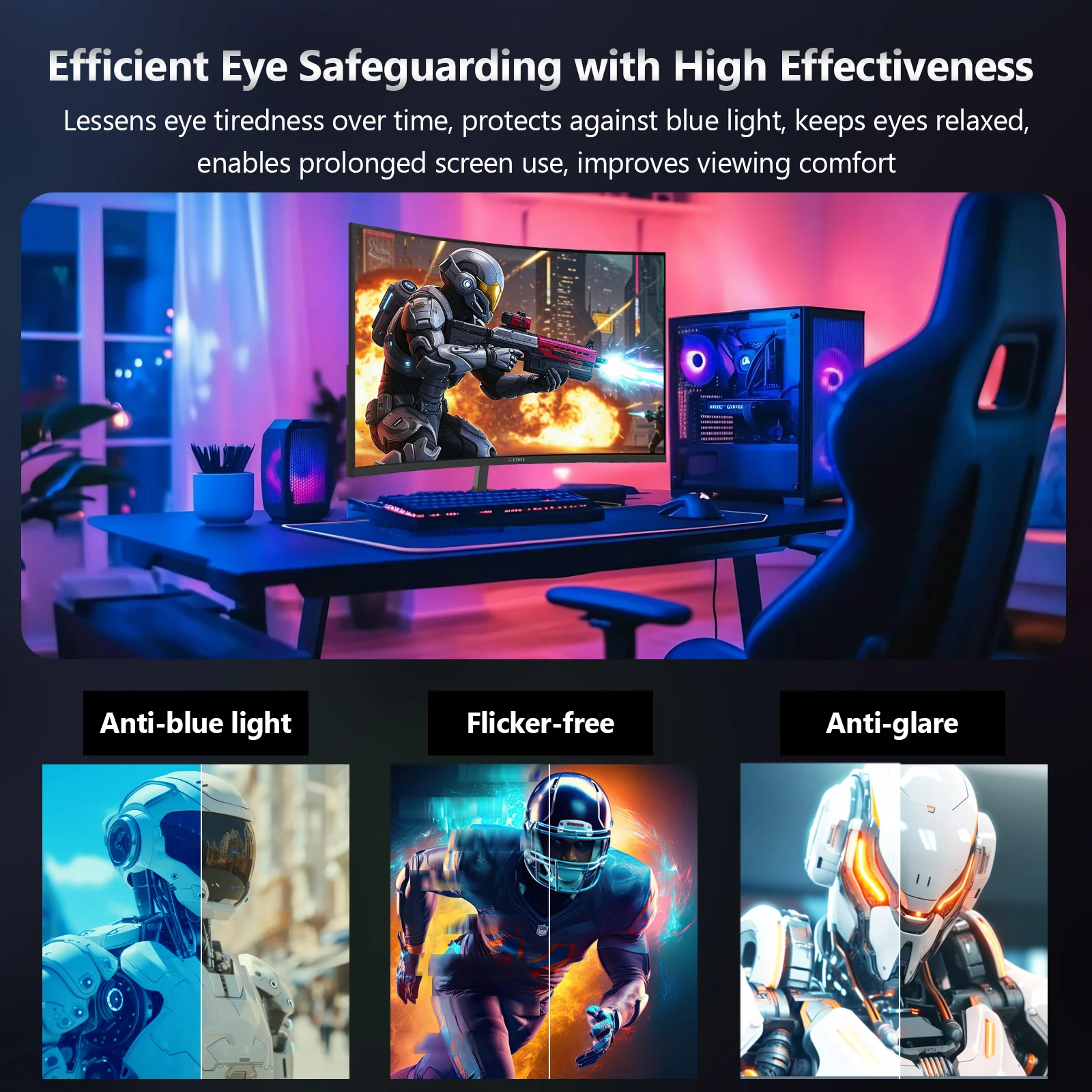 Z-EDGE 24-inch Curved Gaming Monitor 200Hz Refresh Rate, 1ms MPRT, FHD 1080 Gaming Monitor, R1650 Curved, UG24 Premium Display - Image 8