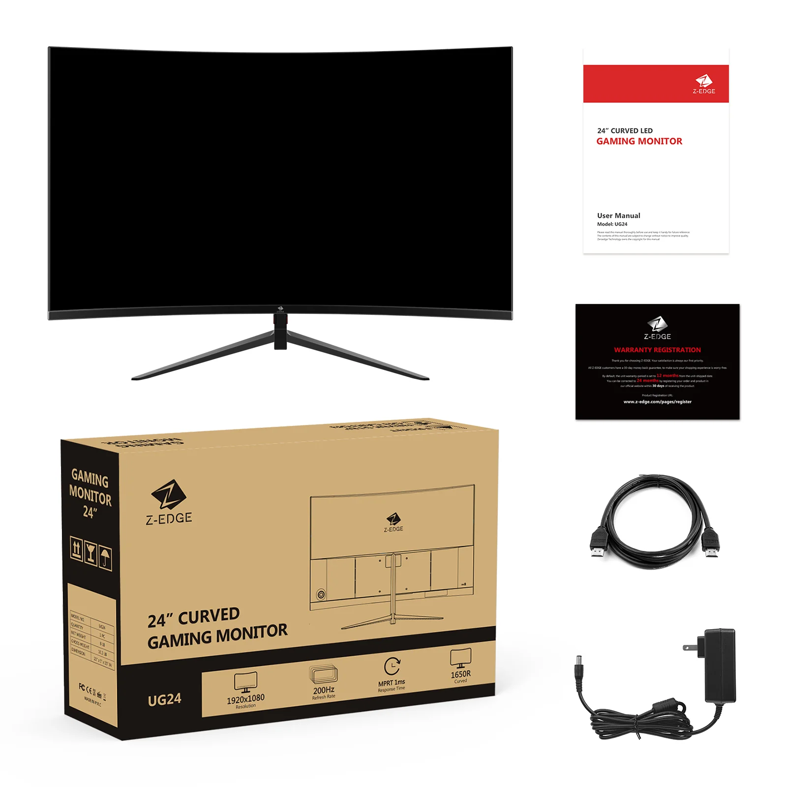 Z-EDGE UG24 24'' 180Hz Curved Gaming Monitor - Image 6