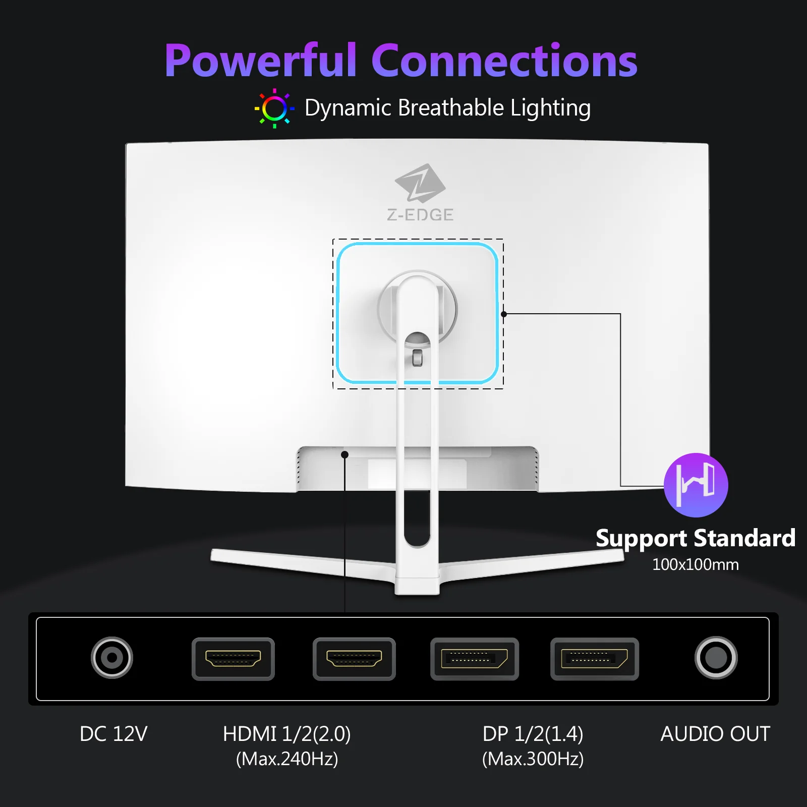 Z-EDGE UG27H 27" 300Hz White Curved Gaming Monitor - Image 6