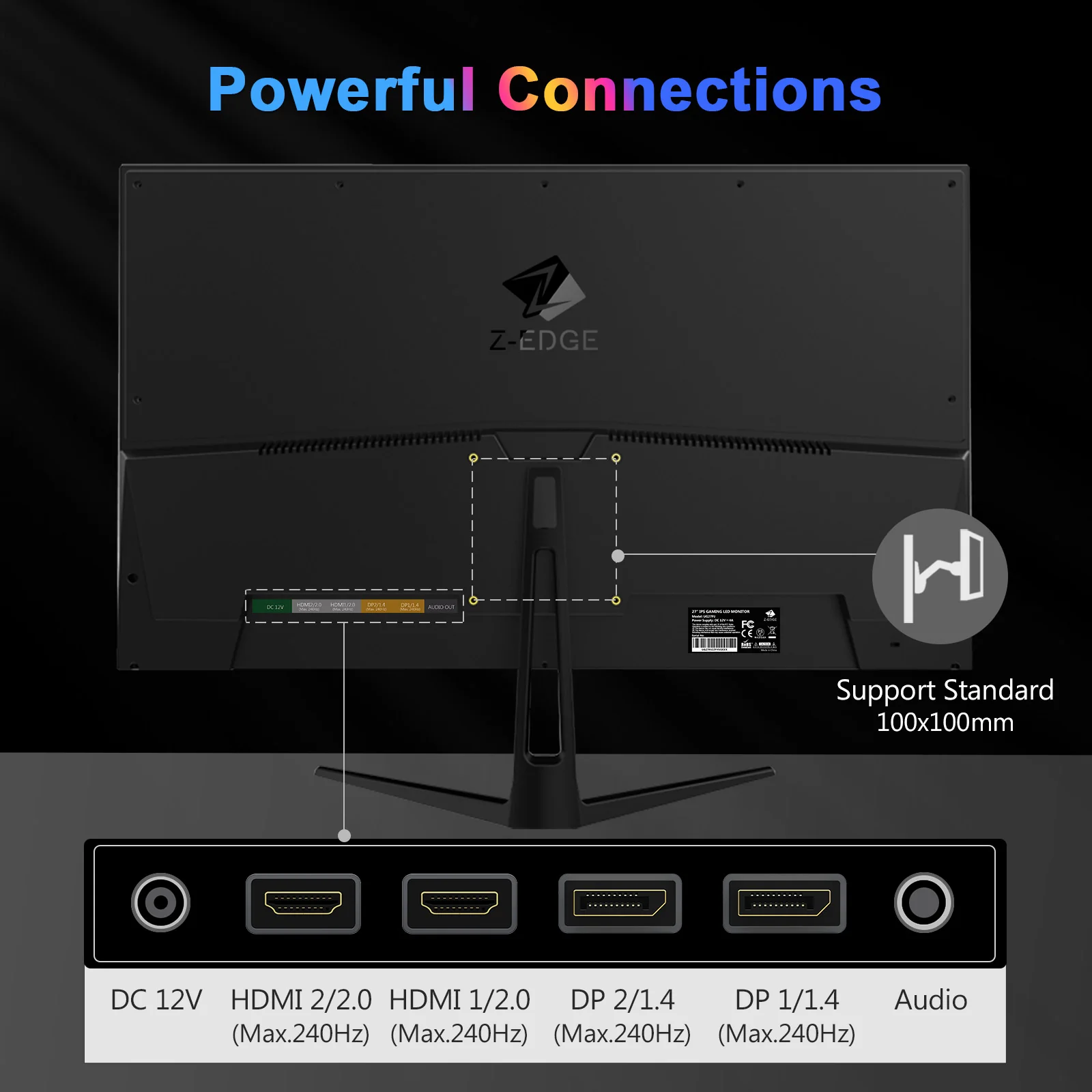 Z-EDGE 27 Inch 240Hz Gaming Monitor 1ms 1920x1080 IPS LED Gaming Monitor, Premium DP HDMI - Image 6