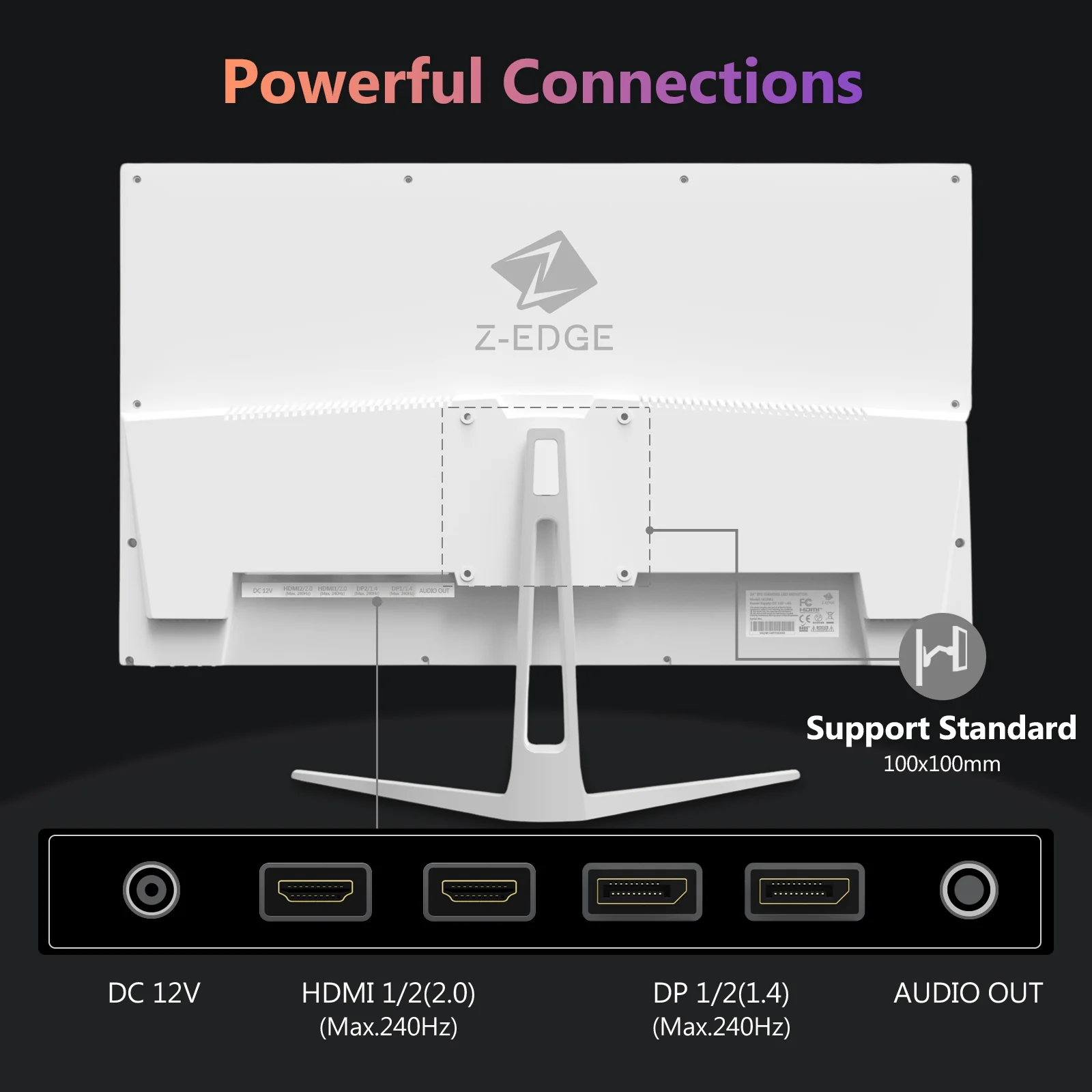 Z-EDGE UG27PJ 27" 240Hz White Gaming Monitor - Image 7