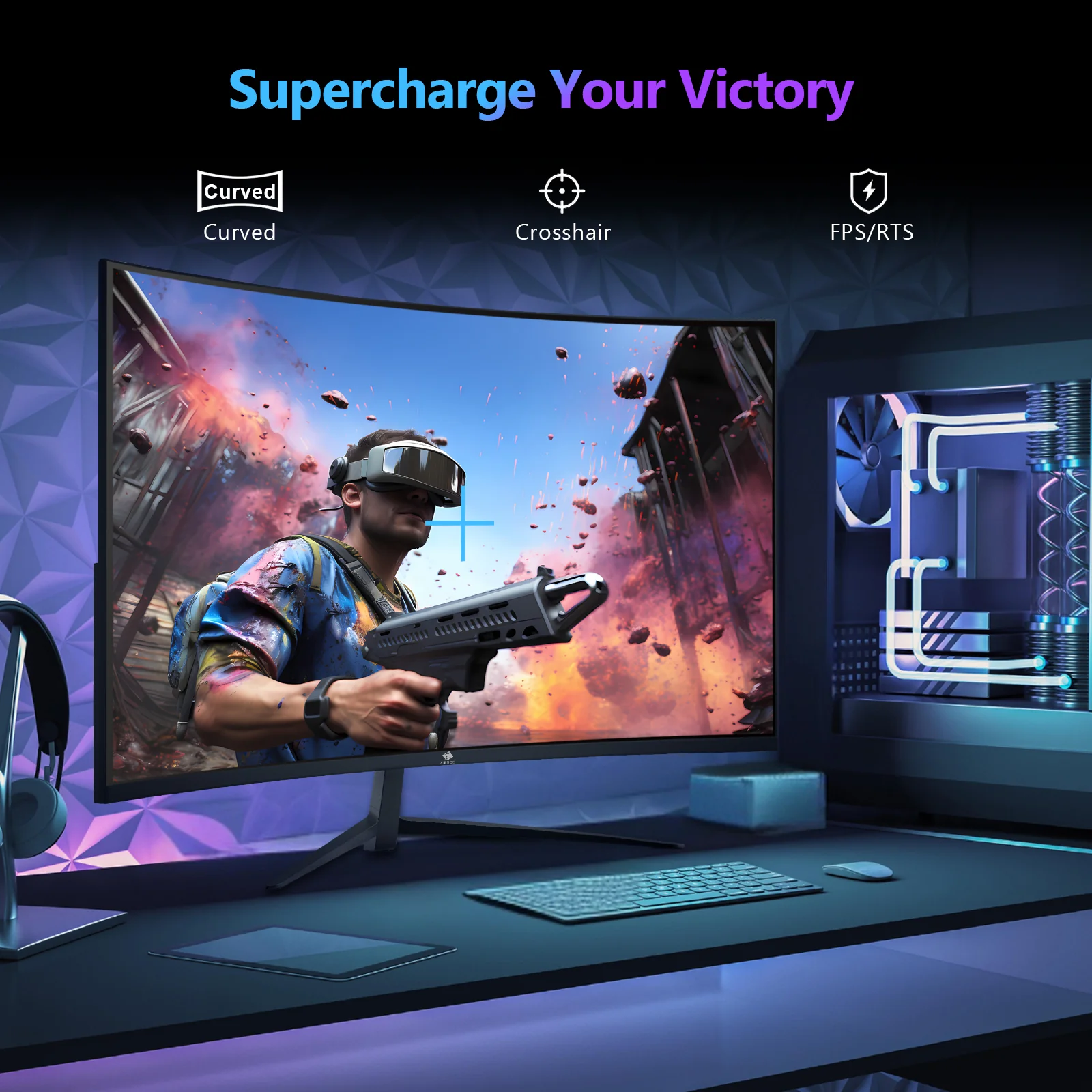 Z-EDGE 27 Inch QHD Curved Gaming Monitor 165Hz(DP) 144Hz(HDMI) 1ms 2K Resolution 2560x1440 Frameless LED Gaming Monitor, HDMI DP, Support Wall Mount - Image 4