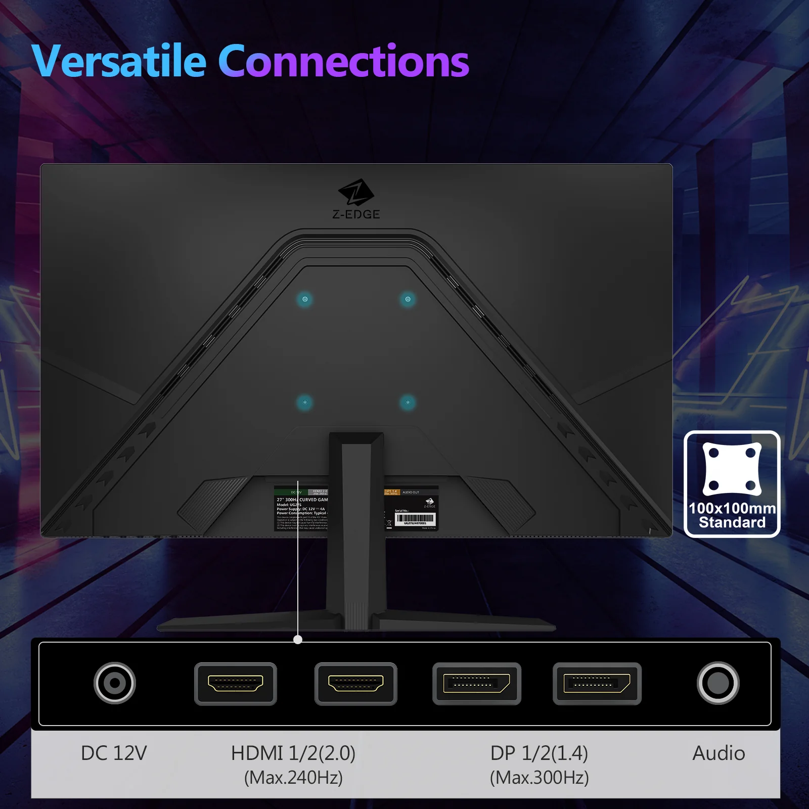 Z-EDGE UG27S 27" 300Hz Curved Gaming Monitor - Image 6