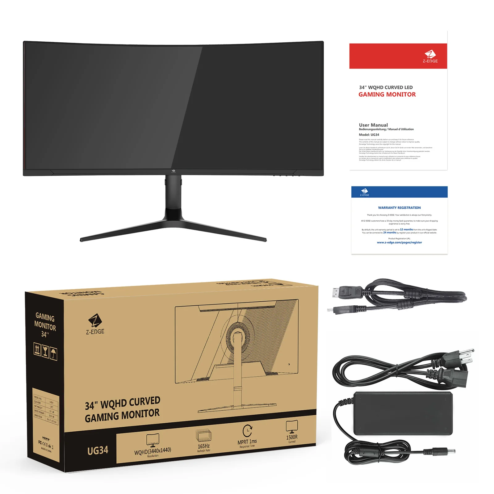 Z-Edge 34" Ultrawide 2K Curved Gaming Monitor with 165Hz Refresh Rate, 21:9 Aspect Ratio, 1ms MPRT, 3440x1440 Resolution, 1500R Curvature, VA Panel, 178 Viewing Angles, - Image 11