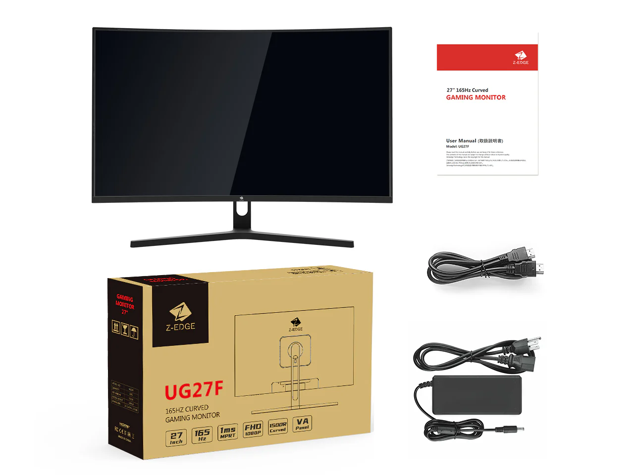 Z-Edge 27 inch Curved Gaming Monitor, FHD 1080P Gaming Monitor 165Hz VA 1ms 1500R Curved Monitor with Frameless LED, AMD Freesync Premium, 1x Display Port 1.4, 2X HDMI 2.0 - Image 7