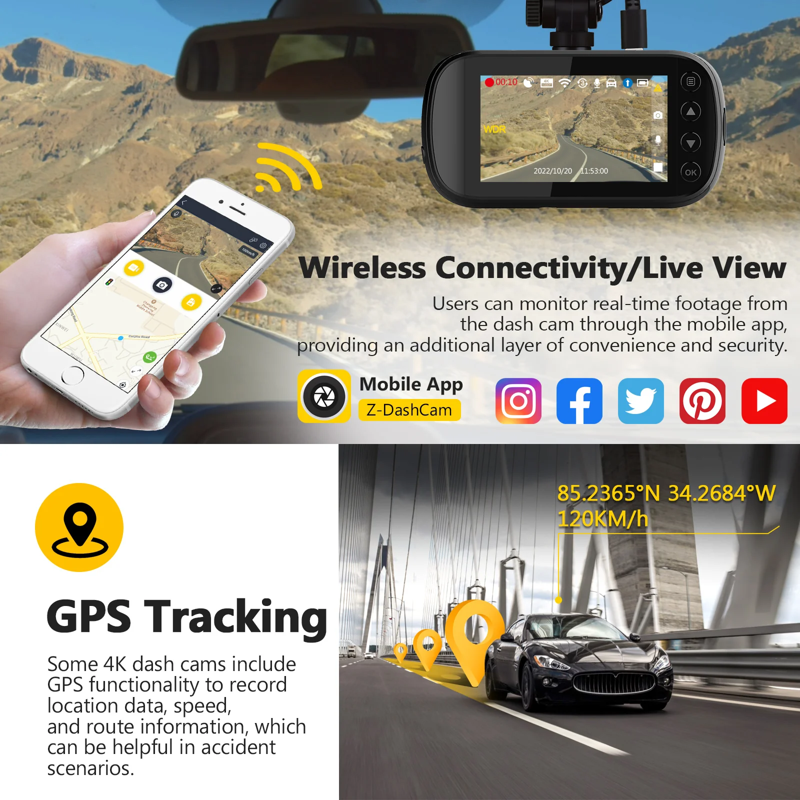 Z-EDGE Z3D 4K + 1080P Dual Dash Cam - Image 3