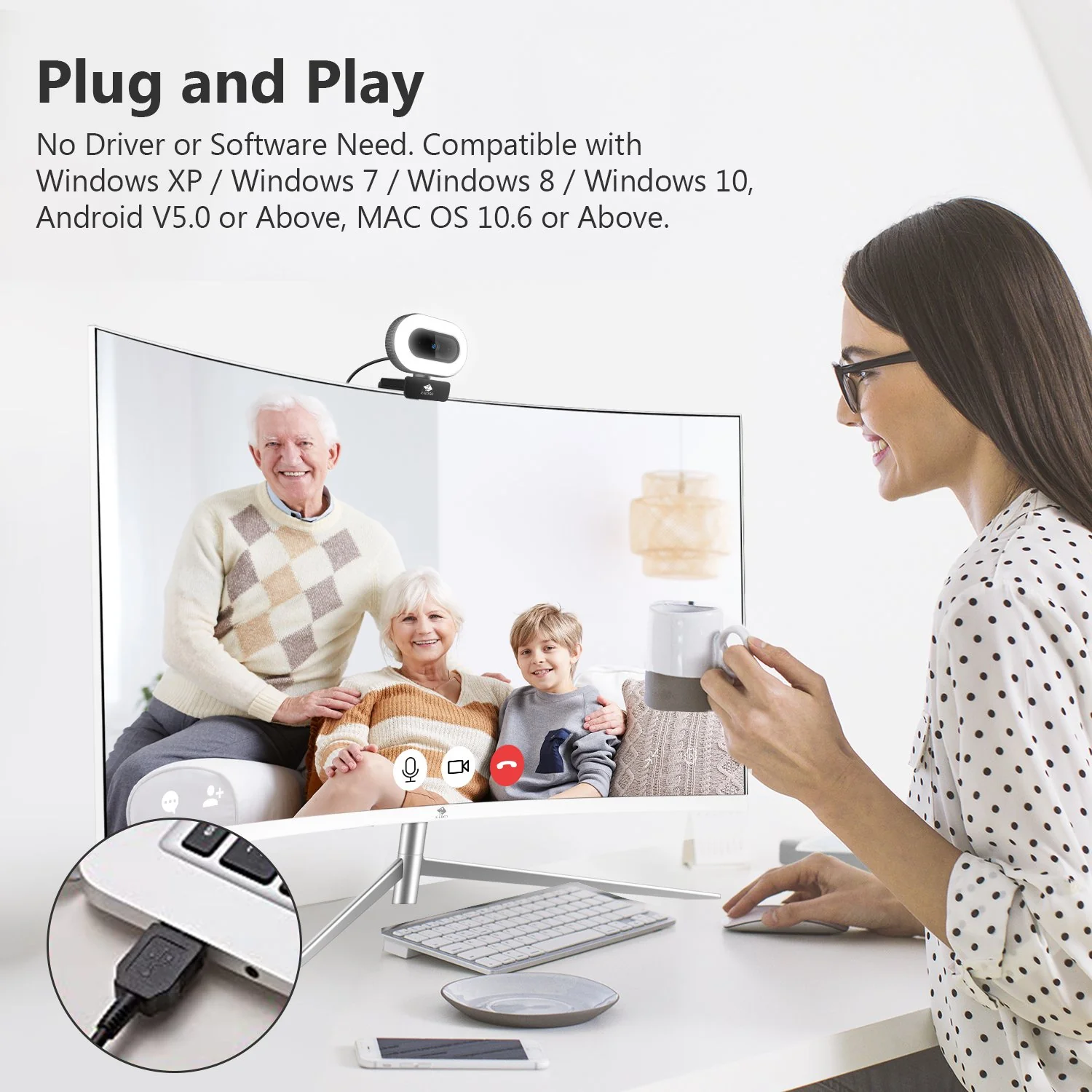 ZW560S Ring Light QHD 2K Stream Webcam 5.0 Mega pixels - Image 5